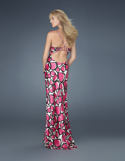 Picture of: Printed Prom Dress with Ruched Sweetheart Neckline in Multi, Style: 14221, Back Picture