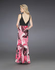 Picture of: Low V Neck Long Prom Dress with Printed Skirt in Multi, Style: 14271, Back Picture