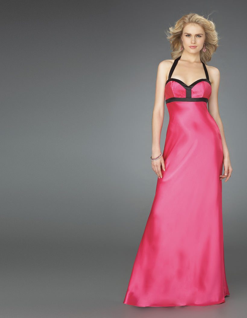 Picture of: Long Halter Prom Gown with Criss Cross Back Detail in Pink, Style: 14315, Main Picture