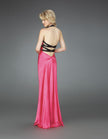 Picture of: Long Halter Prom Gown with Criss Cross Back Detail in Pink, Style: 14315, Back Picture
