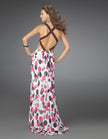 Picture of: Long Printed Halter Gown with Criss Cross Detailing in Multi, Style: 14403, Back Picture