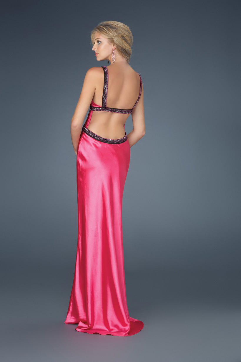 Picture of: Long Gown with Sweetheart Neckline and Open Back in Pink, Style: 14425, Back Picture