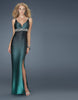 Picture of: V Neck Dress with Beaded Straps, Belt, and Open Back in Green, Style: 14456, Main Picture