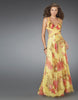 Picture of: Long Printed Prom Gown with Cut Outs and Open Back in Yellow, Style: 14529, Main Picture