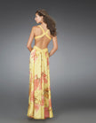 Picture of: Long Printed Prom Gown with Cut Outs and Open Back in Yellow, Style: 14529, Back Picture