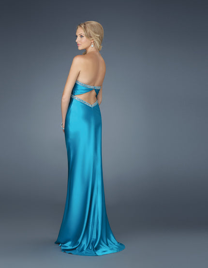 Picture of: Strapless Prom Dress with Beaded Neckline in Blue, Style: 14574, Back Picture