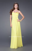 Picture of: Strapless Prom Gown with Satin Bust and Chiffon Skirt in Yellow, Style: 14589, Detail Picture 3