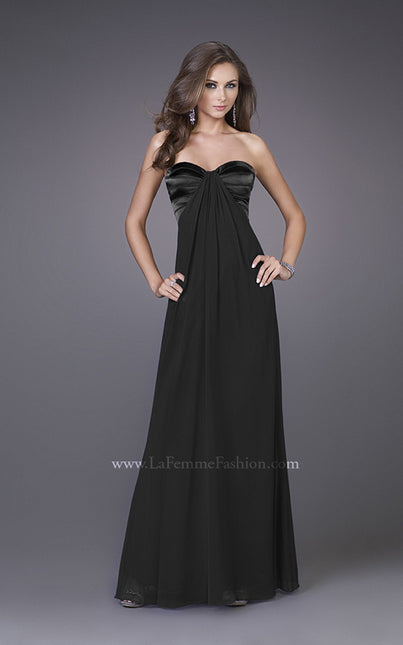 Picture of: Strapless Prom Gown with Satin Bust and Chiffon Skirt in Black, Style: 14589, Detail Picture 4