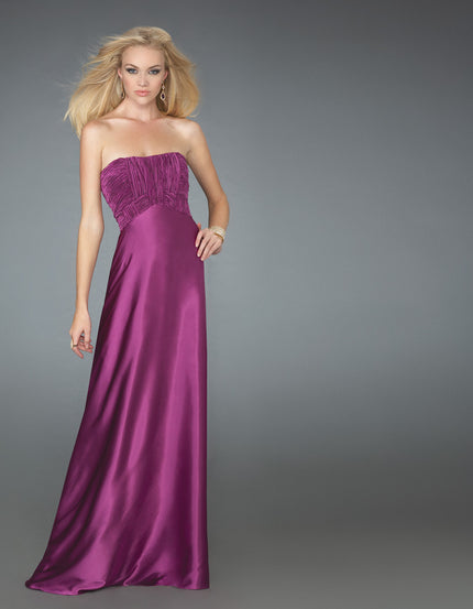 Picture of: Long Strapless Prom Gown with a Ruched Bodice in Purple, Style: 14605, Main Picture