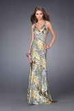 Picture of: Multi Animal Print Dress with Beaded X Back in Yellow, Style: 14992, Main Picture