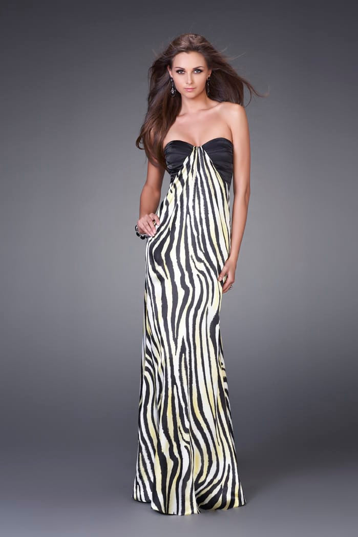 Picture of: Strapless Prom Gown with Two Strap Back in Yellow, Style: 15059, Detail Picture 1