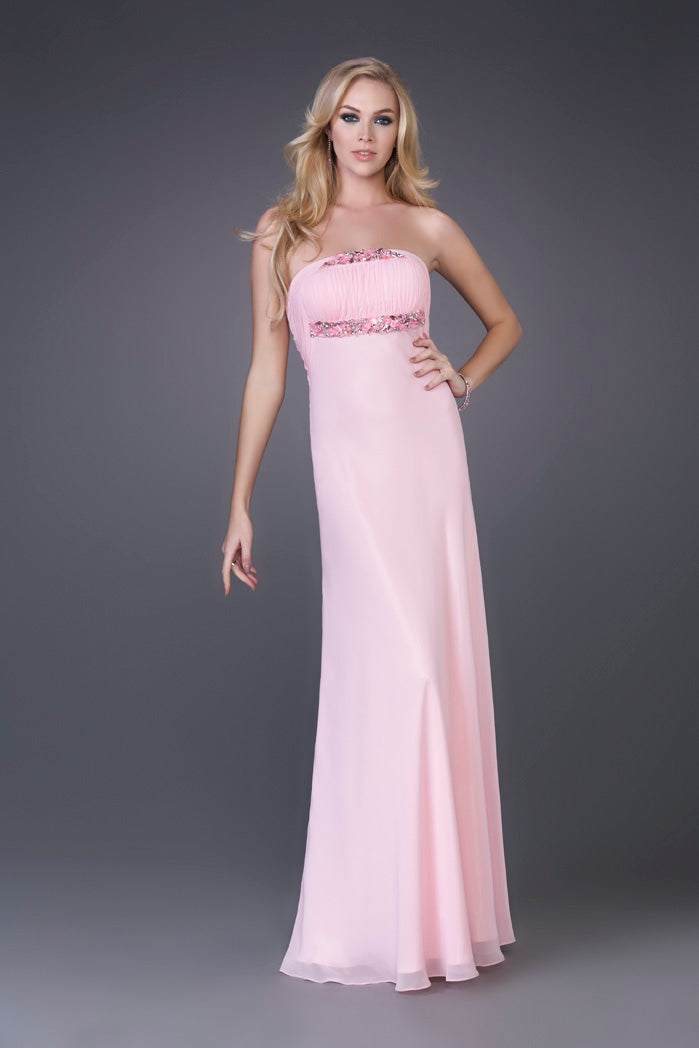 Picture of: Strapless Prom Gown with Cluster Beading and Cut Outs in Pink, Style: 15081, Detail Picture 1