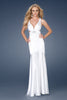 Picture of: Satin Long Mermaid Gown with Beaded Straps in White, Style: 15119, Main Picture