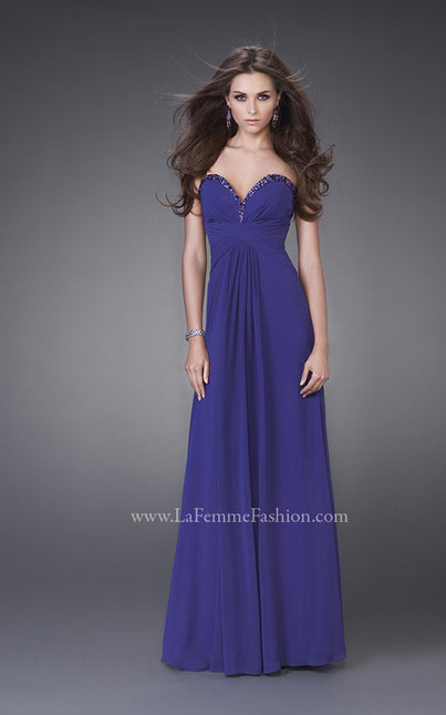 Picture of: Strapless Gown with Beading and Pleated Skirt in Navy, Style: 15126, Main Picture