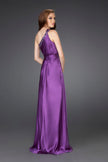 Picture of: One Shoulder Gown with Beading and Pleated Bodice in Purple, Style: 15158, Back Picture