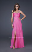 Picture of: Ruched Bust Gown with Floral Strap and Slit in Pink, Style: 15361, Detail Picture 5