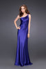 Picture of: Satin One Shoulder Gown with Illusion Back and Floral Detail in Purple, Style: 15683, Main Picture