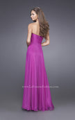 Picture of: Strapless Chiffon Dress with Crystal Broach and Ruching in Purple, Style: 15720, Back Picture