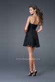 Picture of: Chic Strapless Chiffon Cocktail Dress with Broach in Black, Style: 15851, Back Picture
