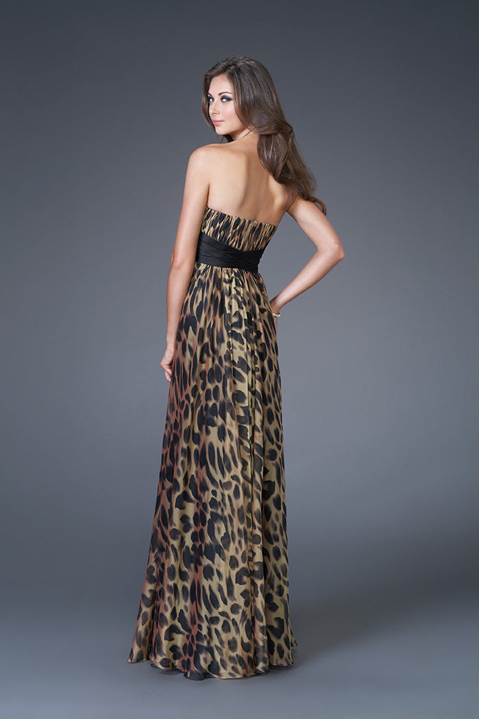 Picture of: Strapless Chiffon Prom Gown with Empire Waistband in Multi, Style: 15914, Back Picture