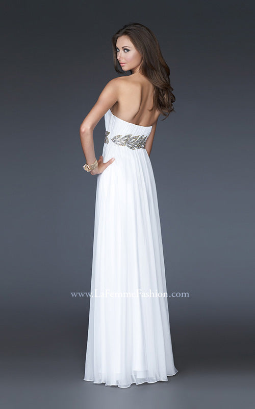 Picture of: Strapless Empire Waist Gown with Detailed Waistband in Teal, Style: 15986, Back Picture