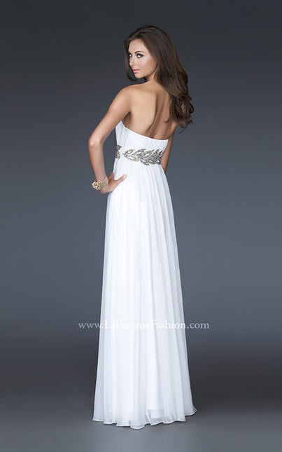 Picture of: Strapless Empire Waist Gown with Detailed Waistband in Teal, Style: 15986, Back Picture