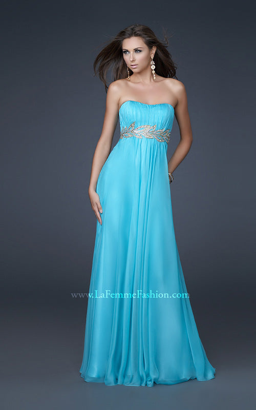 Picture of: Strapless Empire Waist Gown with Detailed Waistband in Black, Style: 15986, Detail Picture 1