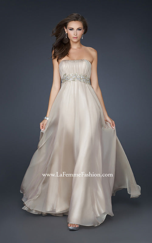 Picture of: Strapless Empire Waist Gown with Detailed Waistband in Aqua, Style: 15986, Detail Picture 5