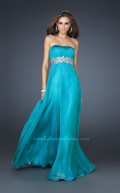 Picture of: Strapless Empire Waist Gown with Detailed Waistband in Blue, Style: 15986, Detail Picture 6