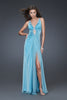 Picture of: Beaded Strap Chiffon Prom Gown with Cut Out Back in Aqua, Style: 16059, Main Picture