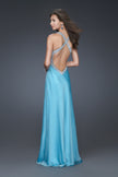 Picture of: Beaded Strap Chiffon Prom Gown with Cut Out Back in Aqua, Style: 16059, Back Picture