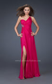 Picture of: One Shoulder Chiffon Gown with Beading and Gatherings in Fuchsia, Style: 16206, Main Picture