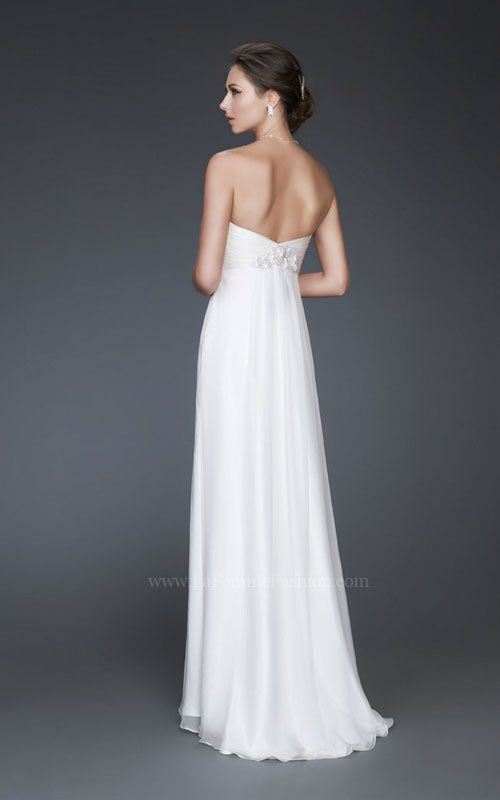 Picture of: Strapless Silk Chiffon Dress with Pleated Bodice in White, Style: 16757, Back Picture