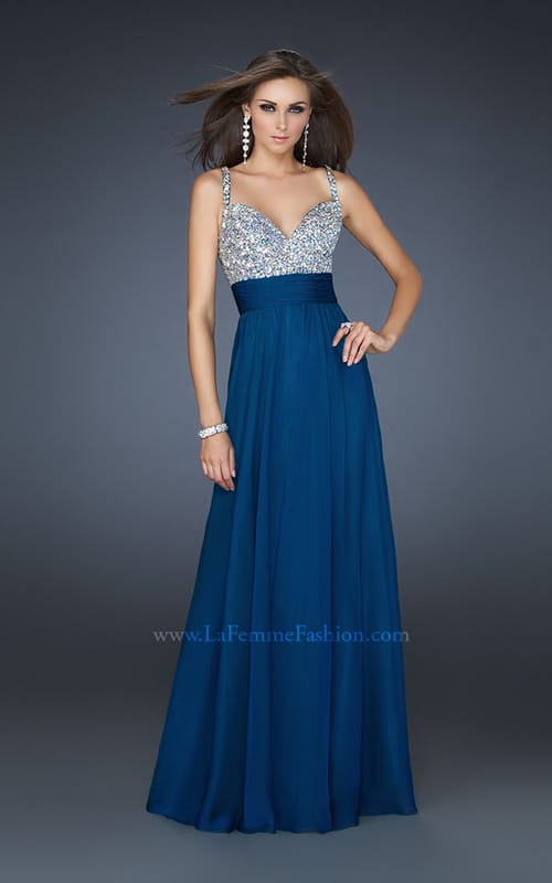 Picture of: Jewel Encrusted Prom Gown with A-line Skirt in Orange, Style: 16802, Detail Picture 8