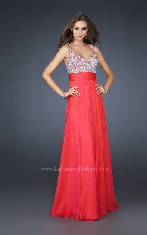 Picture of: Jewel Encrusted Prom Gown with A-line Skirt in Blue, Style: 16802, Detail Picture 3
