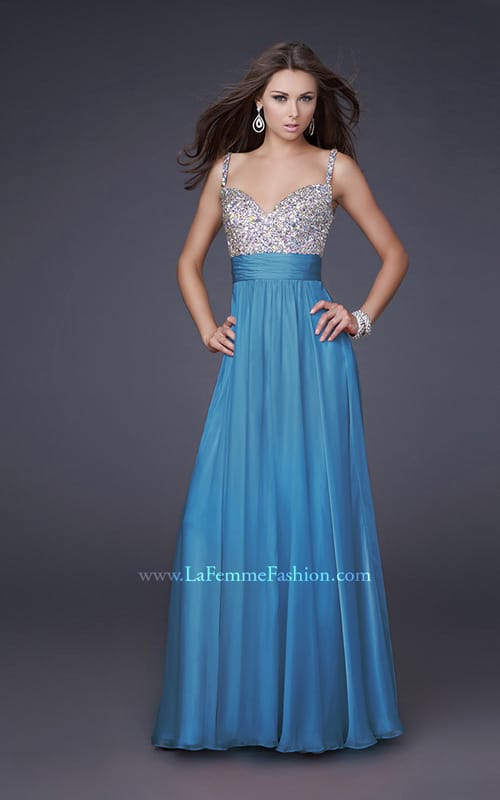 Picture of: Jewel Encrusted Prom Gown with A-line Skirt in Yellow, Style: 16802, Detail Picture 7