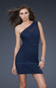 Picture of: One Shoulder Cocktail Dress with Gathering in Navy, Style: 16959, Main Picture
