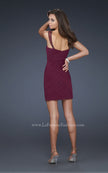 Picture of: Gathered Net Short Dress with Beaded Straps in Red, Style: 16966, Back Picture