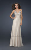 Picture of: Floor Length Chiffon Prom Gown with Stones and Cut Outs in Nude, Style: 17019, Main Picture