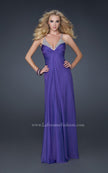 Picture of: Floor Length Chiffon Prom Gown with Stones and Cut Outs in Purple, Style: 17019, Detail Picture 2