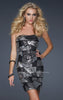 Picture of: Strapless Black and Grey Sequined Short Cocktail Dress in SIlver, Style: 17091, Main Picture