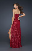 Picture of: Long Sequined Prom Dress with Sweetheart Neck and Slit in Red, Style: 17104, Back Picture