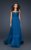 Picture of: Classic Long Chiffon Prom Gown with Pleated Detail in Navy, Style: 17111, Main Picture