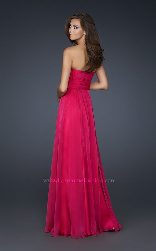 Picture of: Classic Long Chiffon Prom Gown with Pleated Detail in Red, Style: 17111, Back Picture