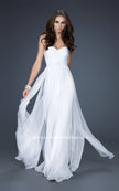 Picture of: Classic Long Chiffon Prom Gown with Pleated Detail in White, Style: 17111, Detail Picture 2