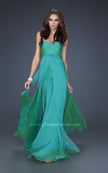 Picture of: Classic Long Chiffon Prom Gown with Pleated Detail in Green, Style: 17111, Detail Picture 4