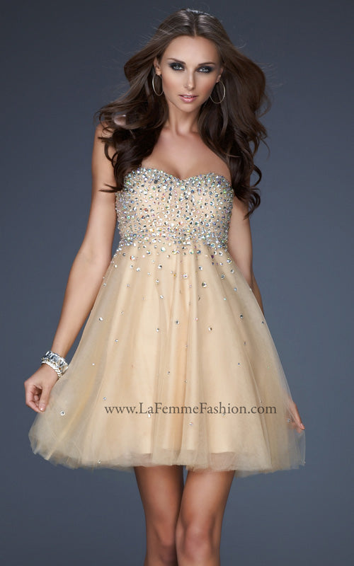 Picture of: Playful Cocktail Dress with All Over Beadwork in Nude, Style: 17123, Main Picture