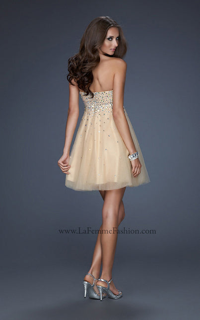 Picture of: Playful Cocktail Dress with All Over Beadwork in Nude, Style: 17123, Back Picture
