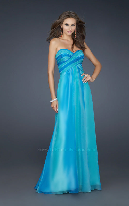 Picture of: Sweetheart Chiffon Dress with Beaded Straps and Train in Blue, Style: 17167, Main Picture
