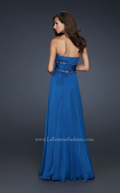 Picture of: Simple Long Prom Dress with Beaded Waist in Blue, Style: 17264, Back Picture